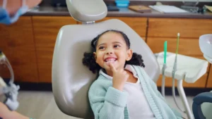 Child visiting the dentist at Smiles by Choice to treat mouth breathing.